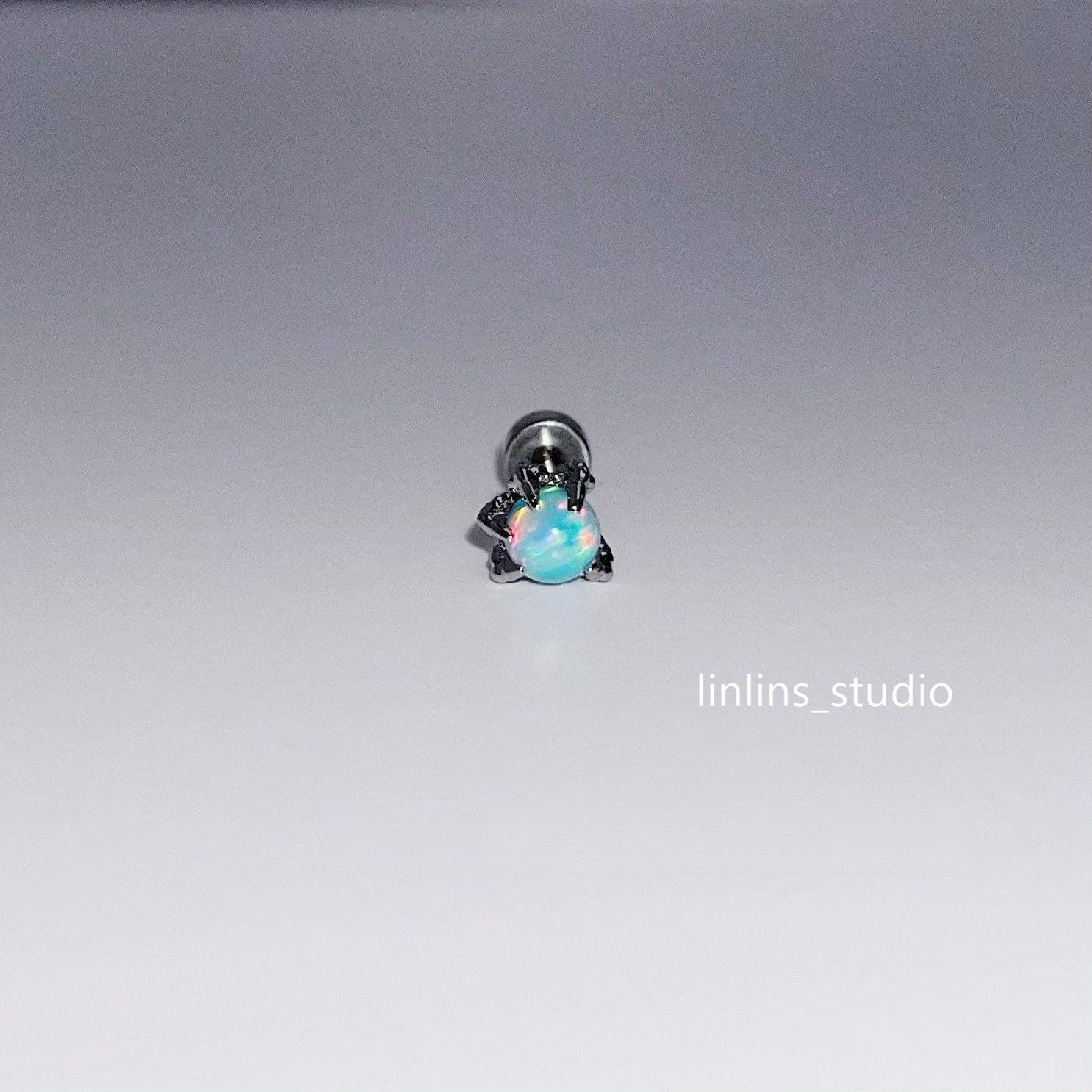 🌟 Dragon Claw Opal Tragus Stud | Hypoallergenic Sleep-Friendly Piercing ✨