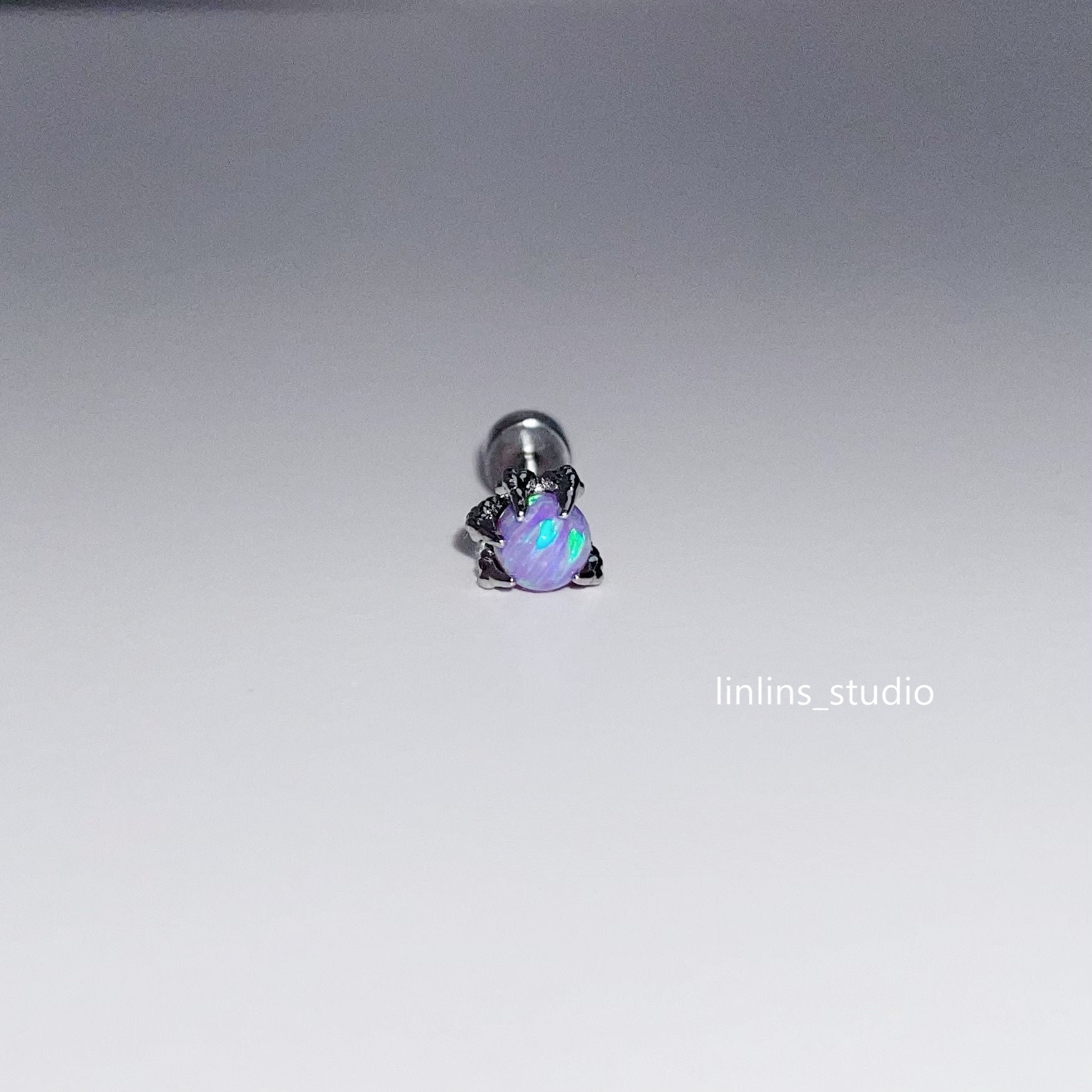 🌟 Dragon Claw Opal Tragus Stud | Hypoallergenic Sleep-Friendly Piercing ✨