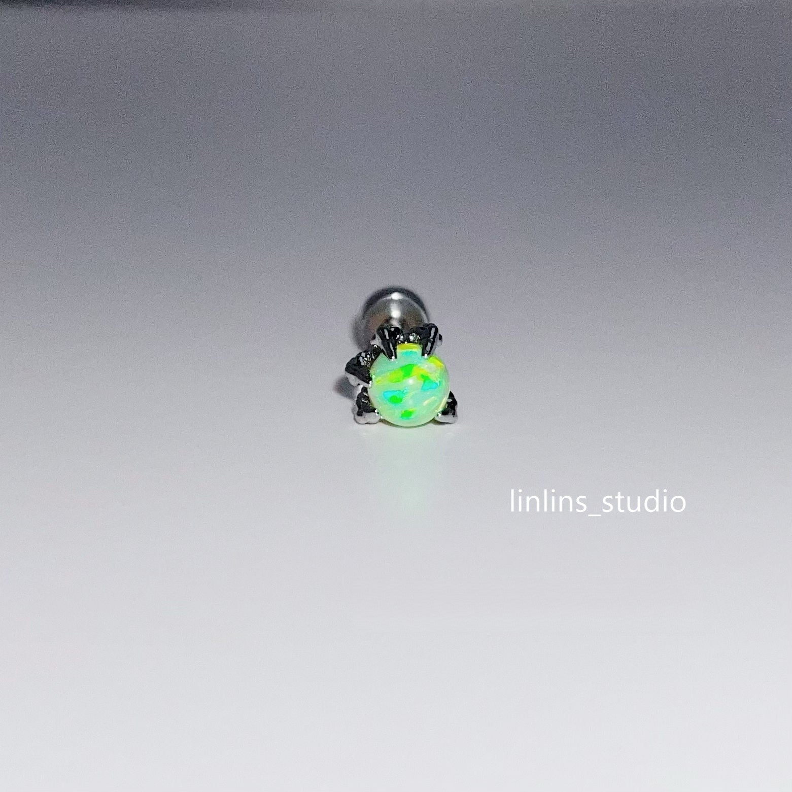 🌟 Dragon Claw Opal Tragus Stud | Hypoallergenic Sleep-Friendly Piercing ✨