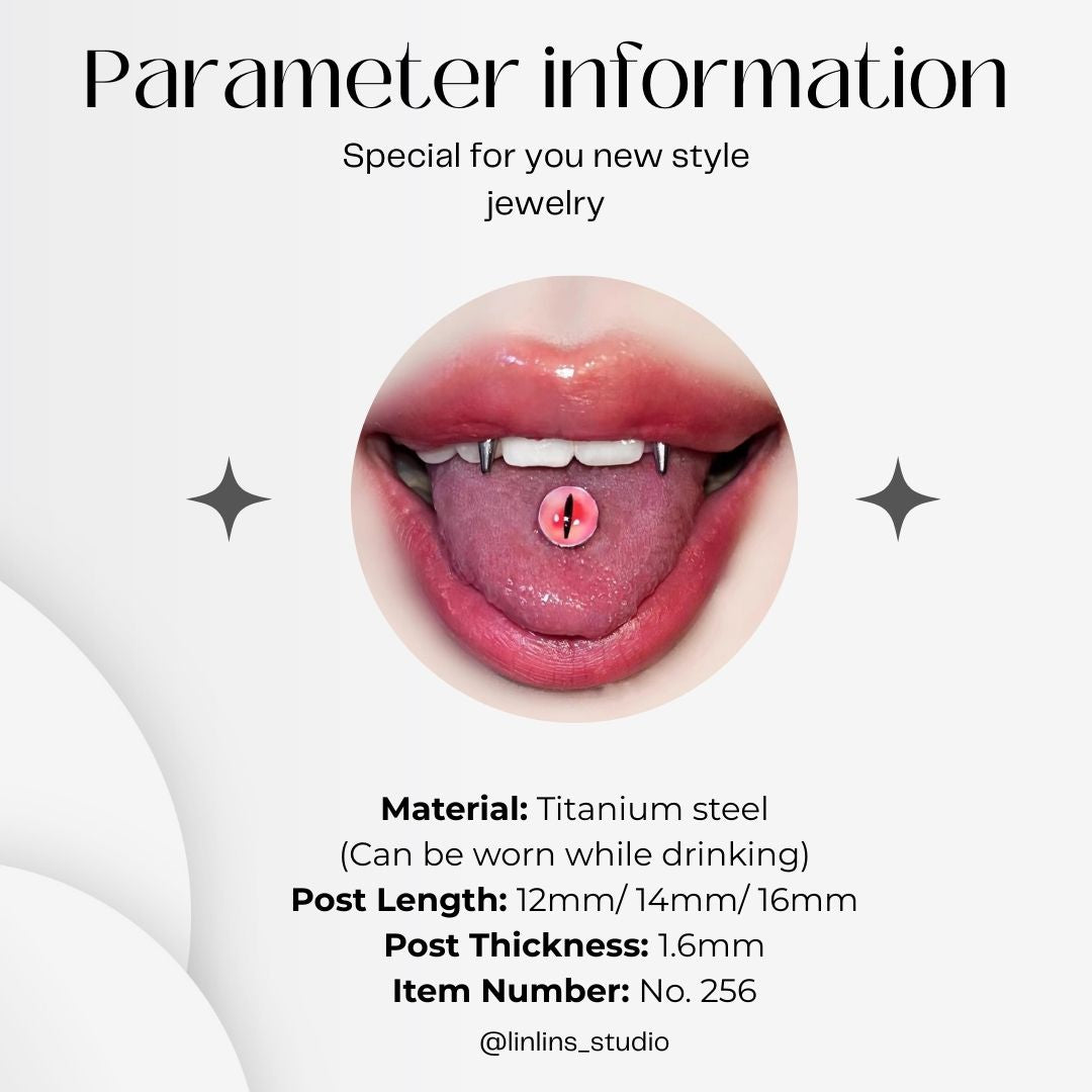 🌟 Hypnotic Gradient Eye Pupil Tongue Ring | External Thread Titanium Steel | Edgy Gothic Piercing ✨