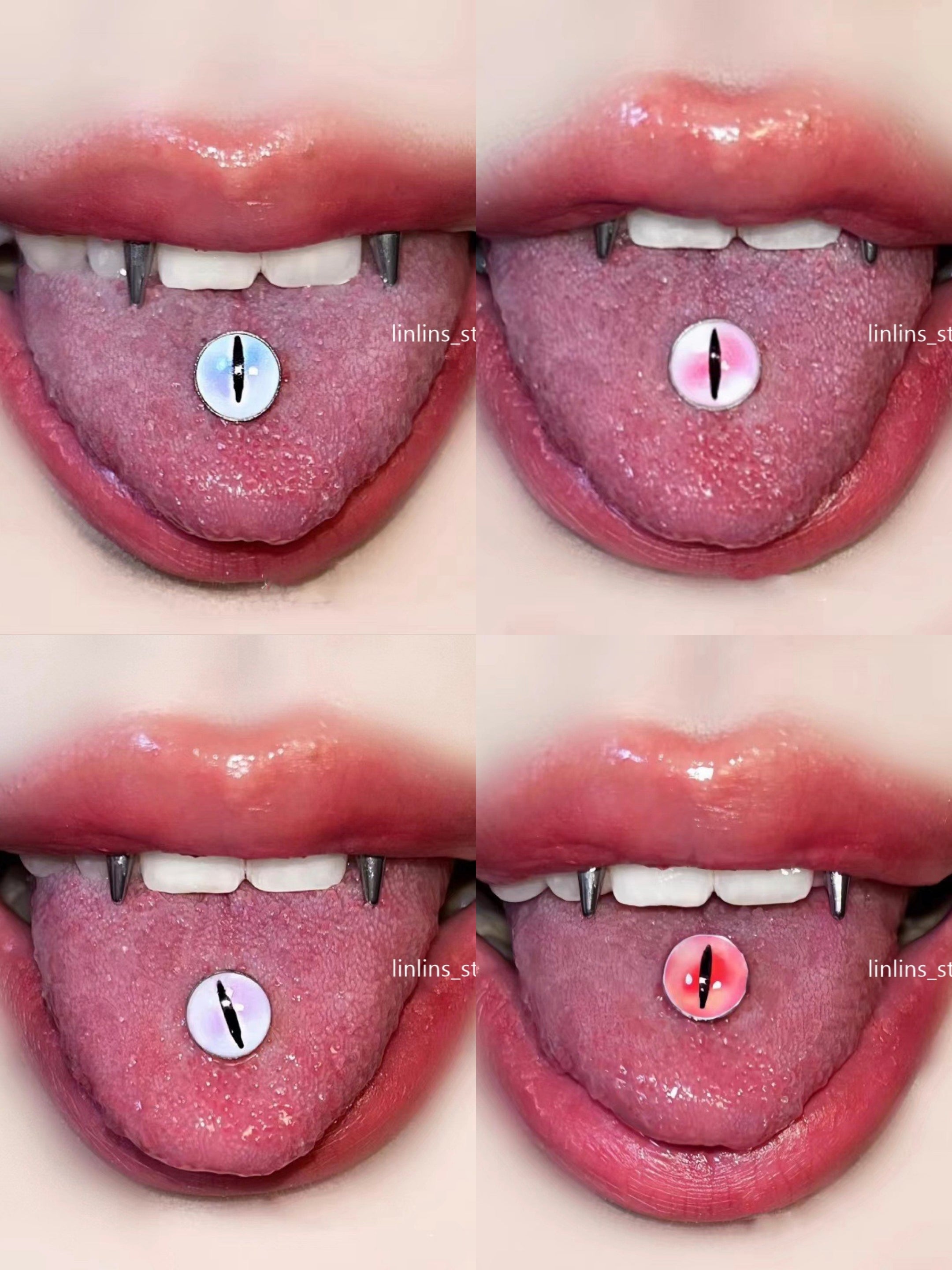🌟 Hypnotic Gradient Eye Pupil Tongue Ring | External Thread Titanium Steel | Edgy Gothic Piercing ✨
