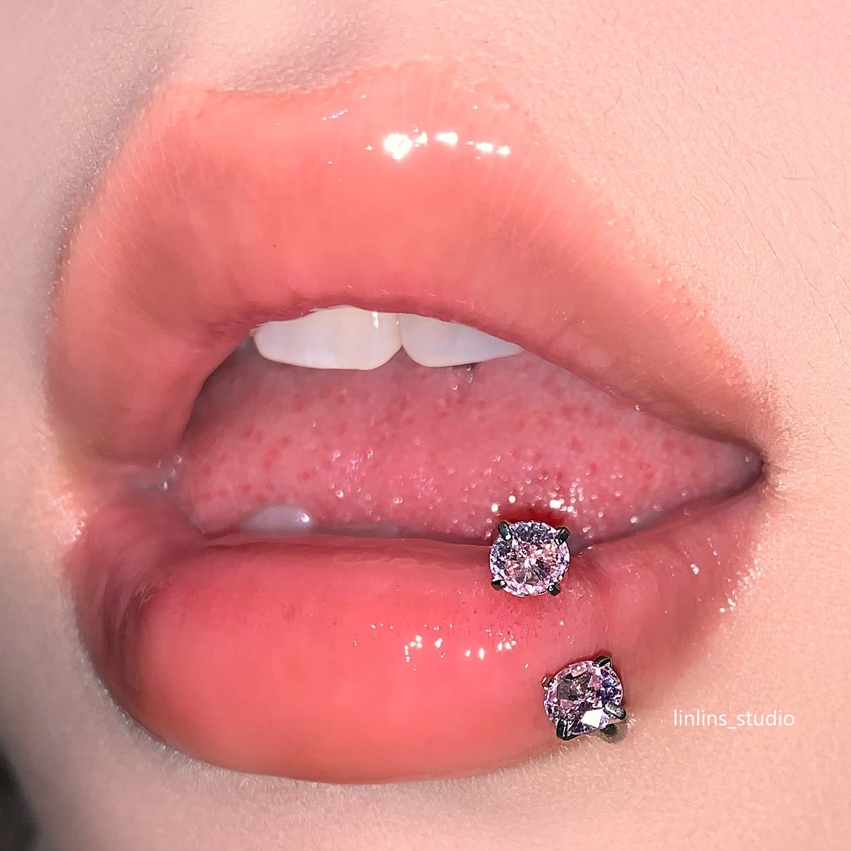 🌟 Sweet Sparkling Zircon Lip Ring & Titanium Steel Horsehoe/C-Ring ✨