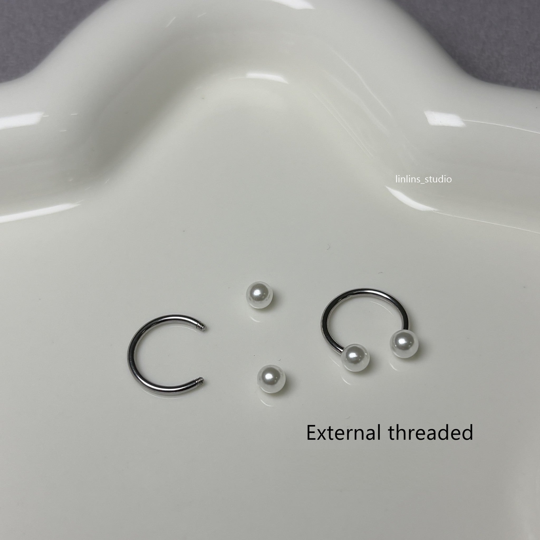 π Sweet Acrylic Pearl Lip Ring & Titanium Steel Horse-shoe/C-Ring Set β¨