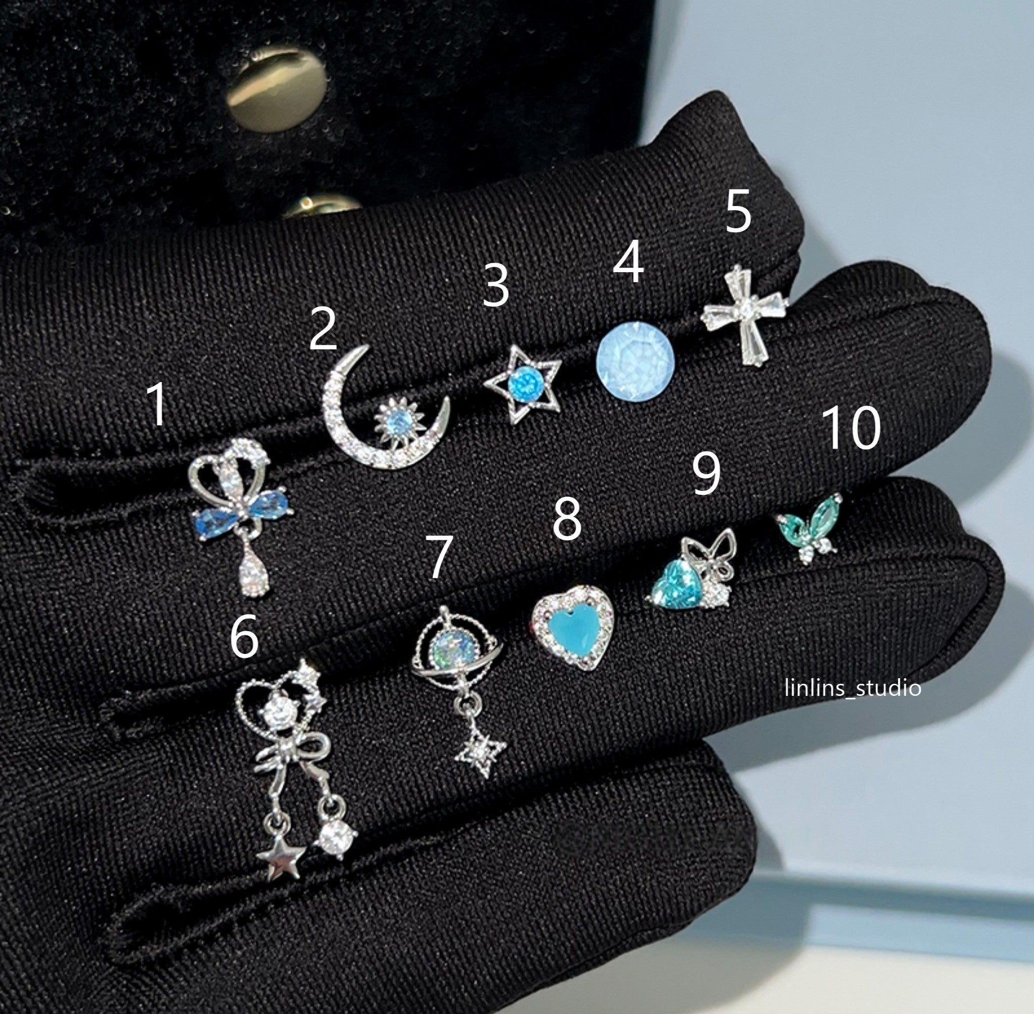 🌟 Azure Dream: Sweet & Cool Blue Titanium Steel Ear Cartilage Studs ✨