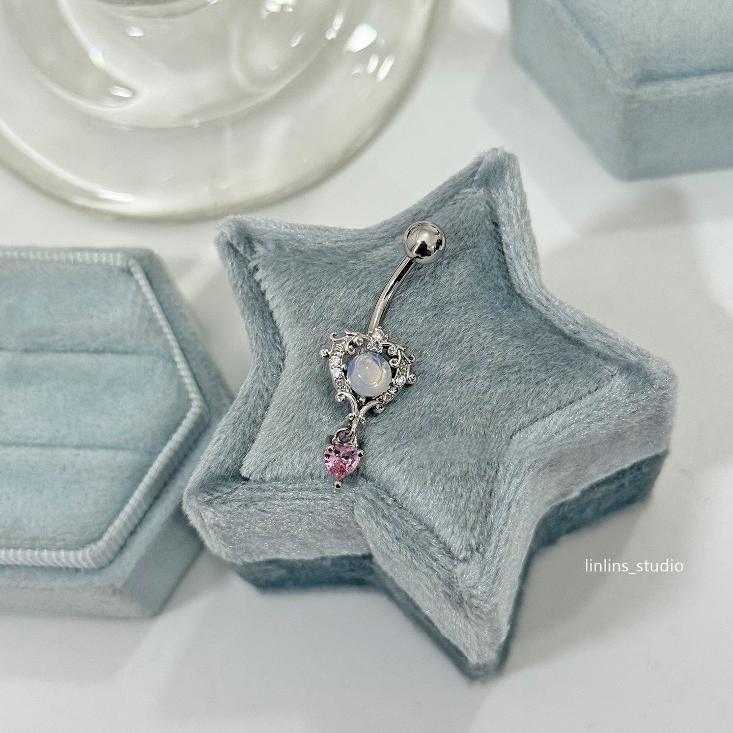 🌟 Baroque Relief Opal Navel Ring & Medical Titanium Steel Star-Moon Piercing Jewelry ✨