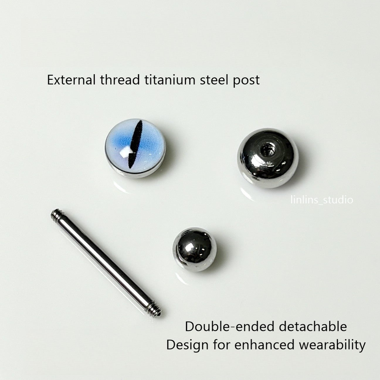 🌟 Hypnotic Gradient Eye Pupil Tongue Ring | External Thread Titanium Steel | Edgy Gothic Piercing ✨