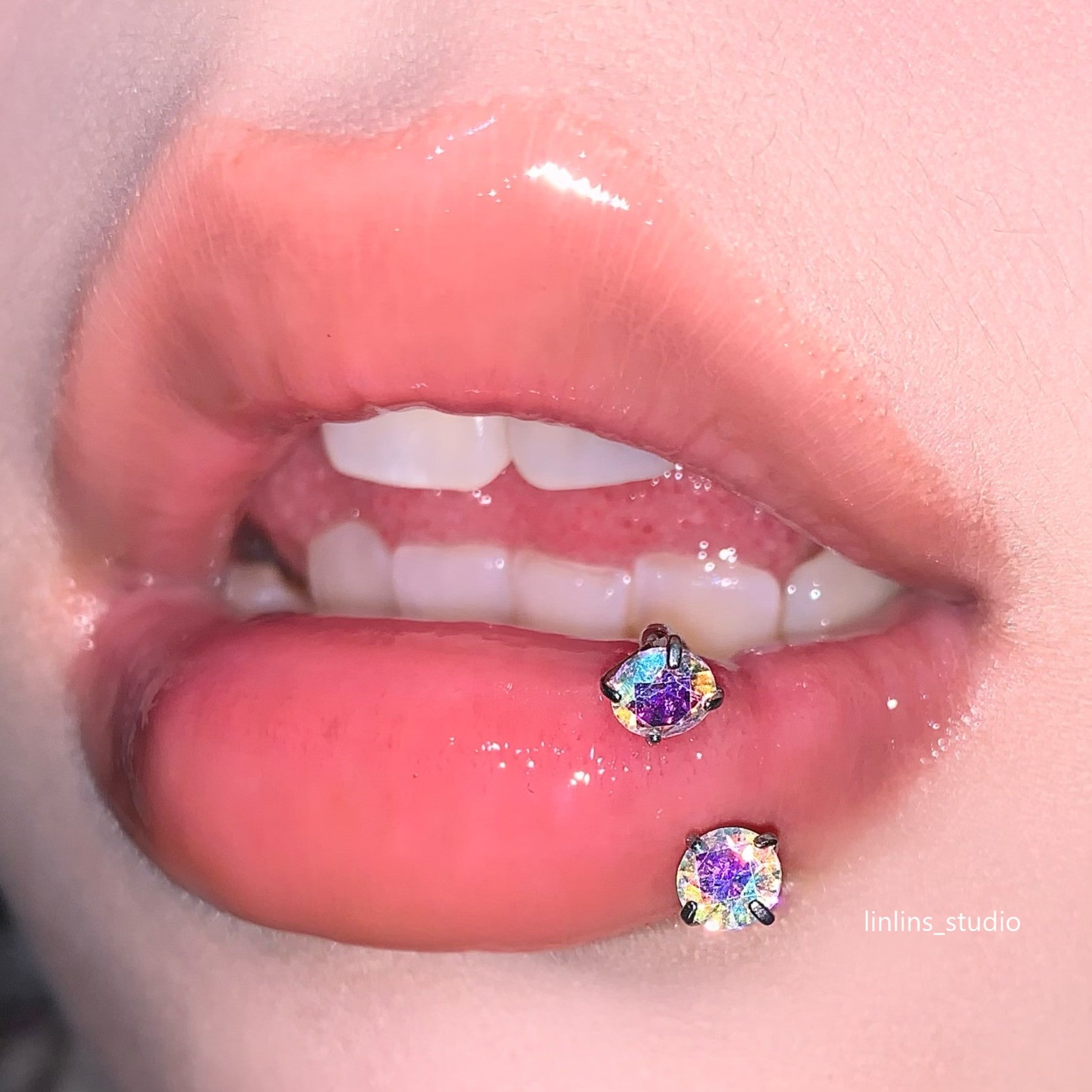 🌟 Sweet Sparkling Zircon Lip Ring & Titanium Steel Horsehoe/C-Ring ✨