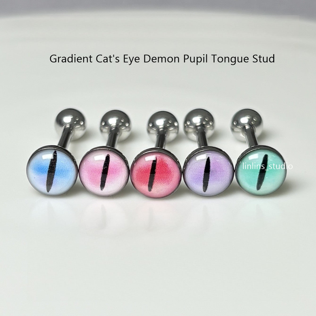 🌟 Hypnotic Gradient Eye Pupil Tongue Ring | External Thread Titanium Steel | Edgy Gothic Piercing ✨