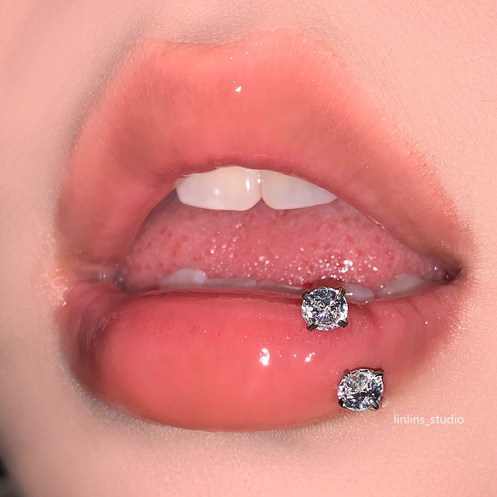 🌟 Sweet Sparkling Zircon Lip Ring & Titanium Steel Horsehoe/C-Ring ✨