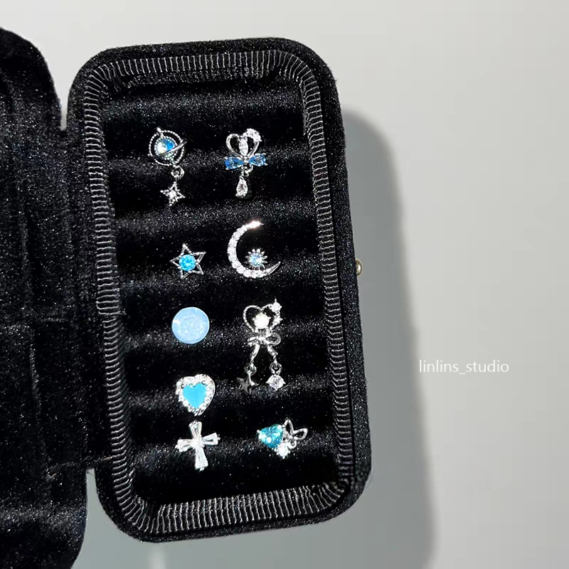 🌟 Azure Dream: Sweet & Cool Blue Titanium Steel Ear Cartilage Studs ✨