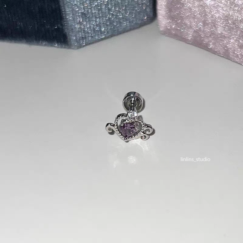 🌟 Violet Sparkle Cartilage Studs: Hearts, Stars & Crosses ✨
