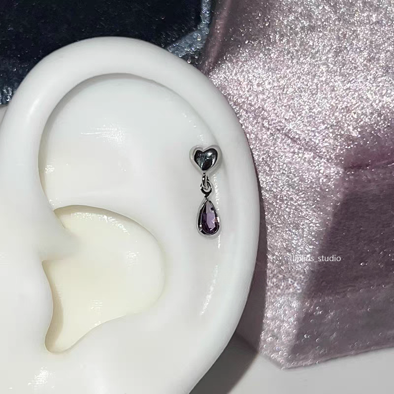 🌟 Violet Sparkle Cartilage Studs: Hearts, Stars & Crosses ✨