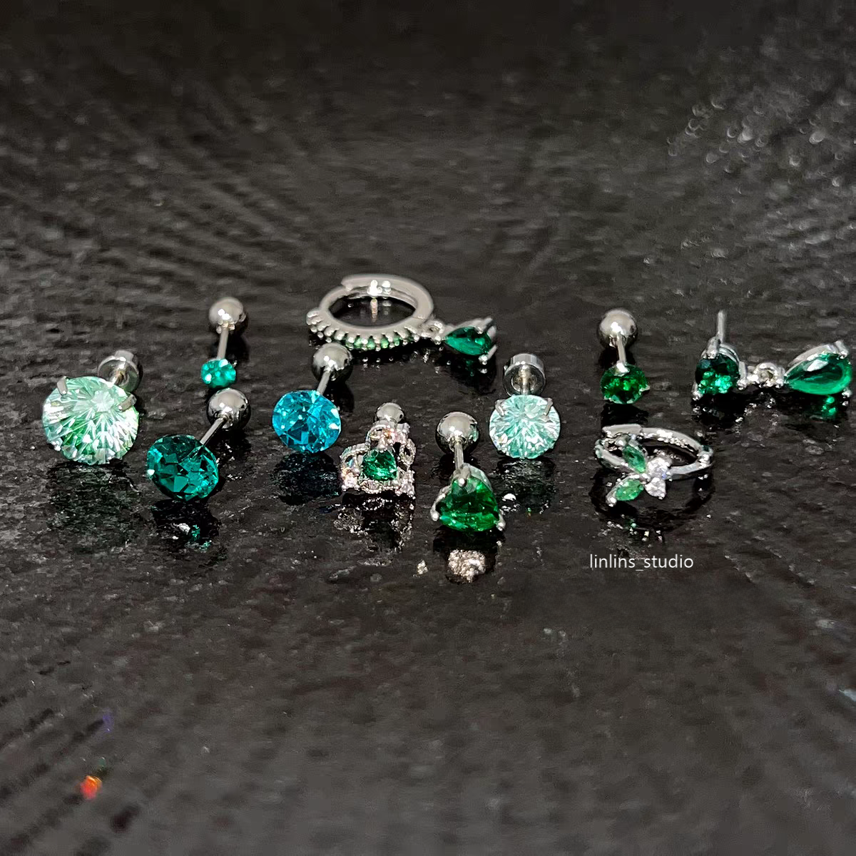 π Green Firework Sparkle: Cartilage & Snug Stud Collection π