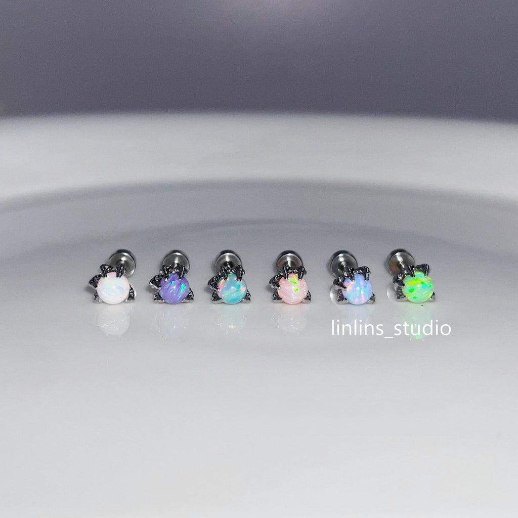 🌟 Dragon Claw Opal Tragus Stud | Hypoallergenic Sleep-Friendly Piercing ✨
