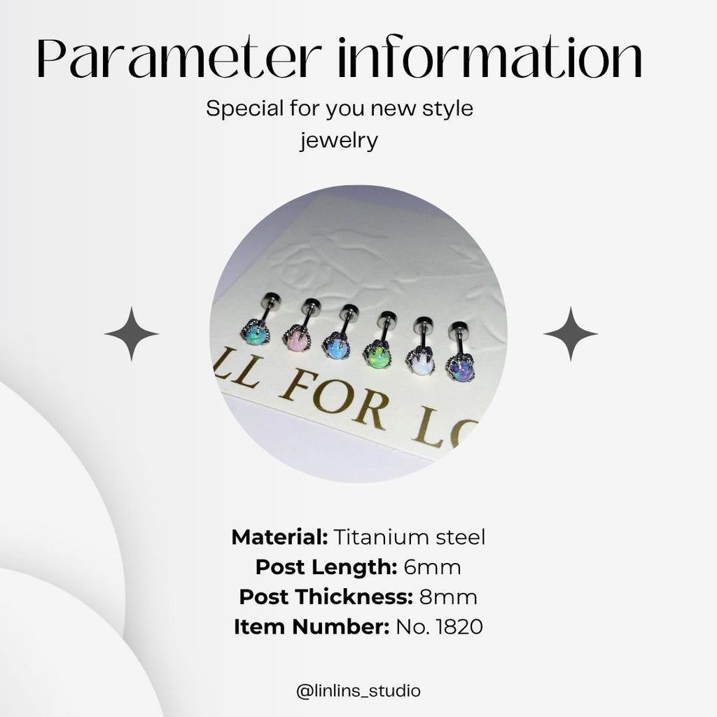 🌟 Dragon Claw Opal Tragus Stud | Hypoallergenic Sleep-Friendly Piercing ✨