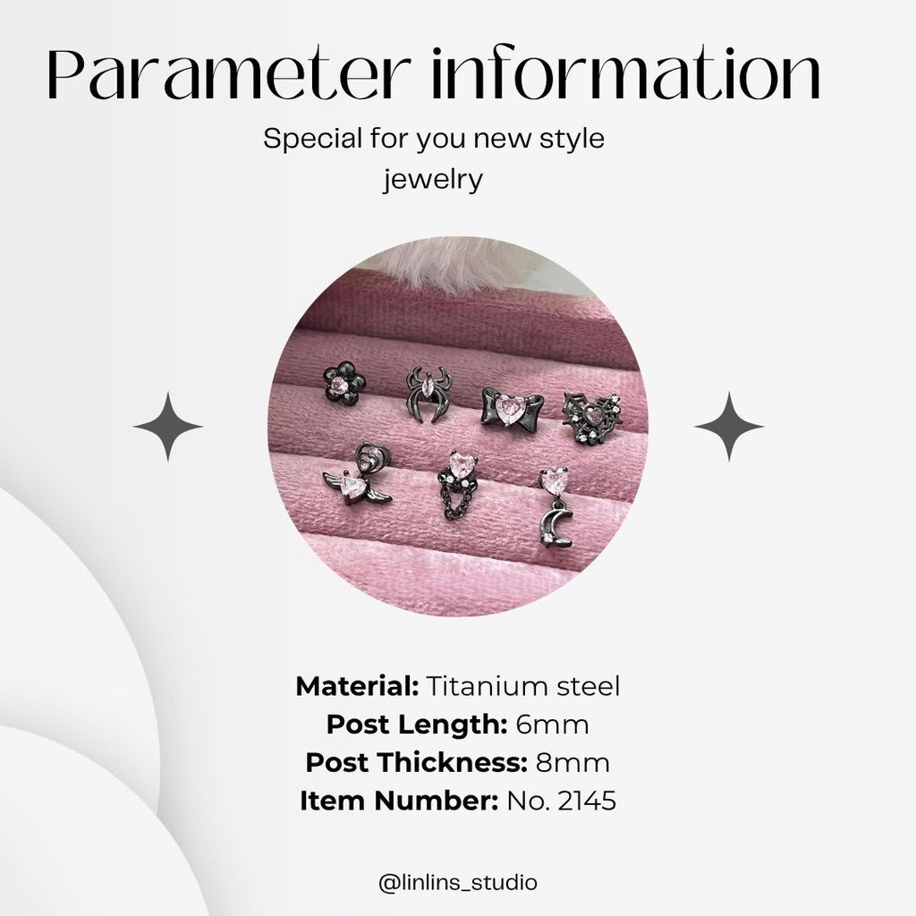 🌟 Black & Pink Zircon Ear Climber | Hypoallergenic No-Remove Design ✨