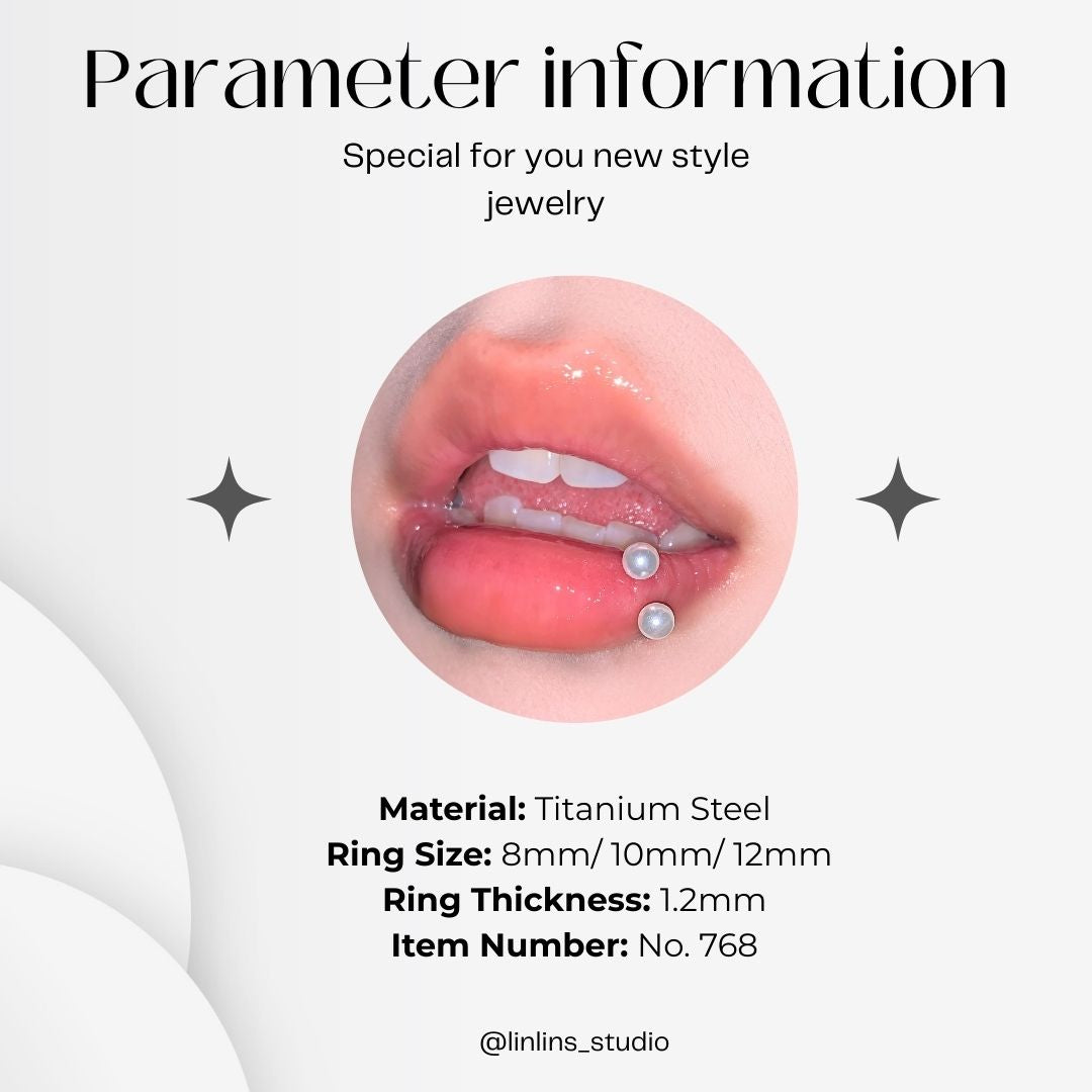🌟 Sweet Acrylic Pearl Lip Ring & Titanium Steel Horse-shoe/C-Ring Set ✨