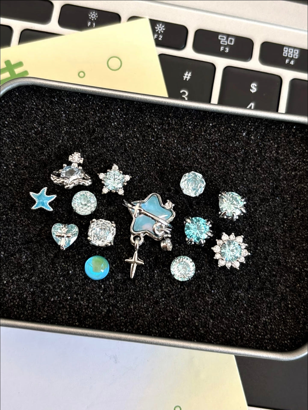 Dust-proof Metal Box for Ear piercing Storage, Small Card Case – High Aesthetics, Multi-functional Earring Box with Included Sponge