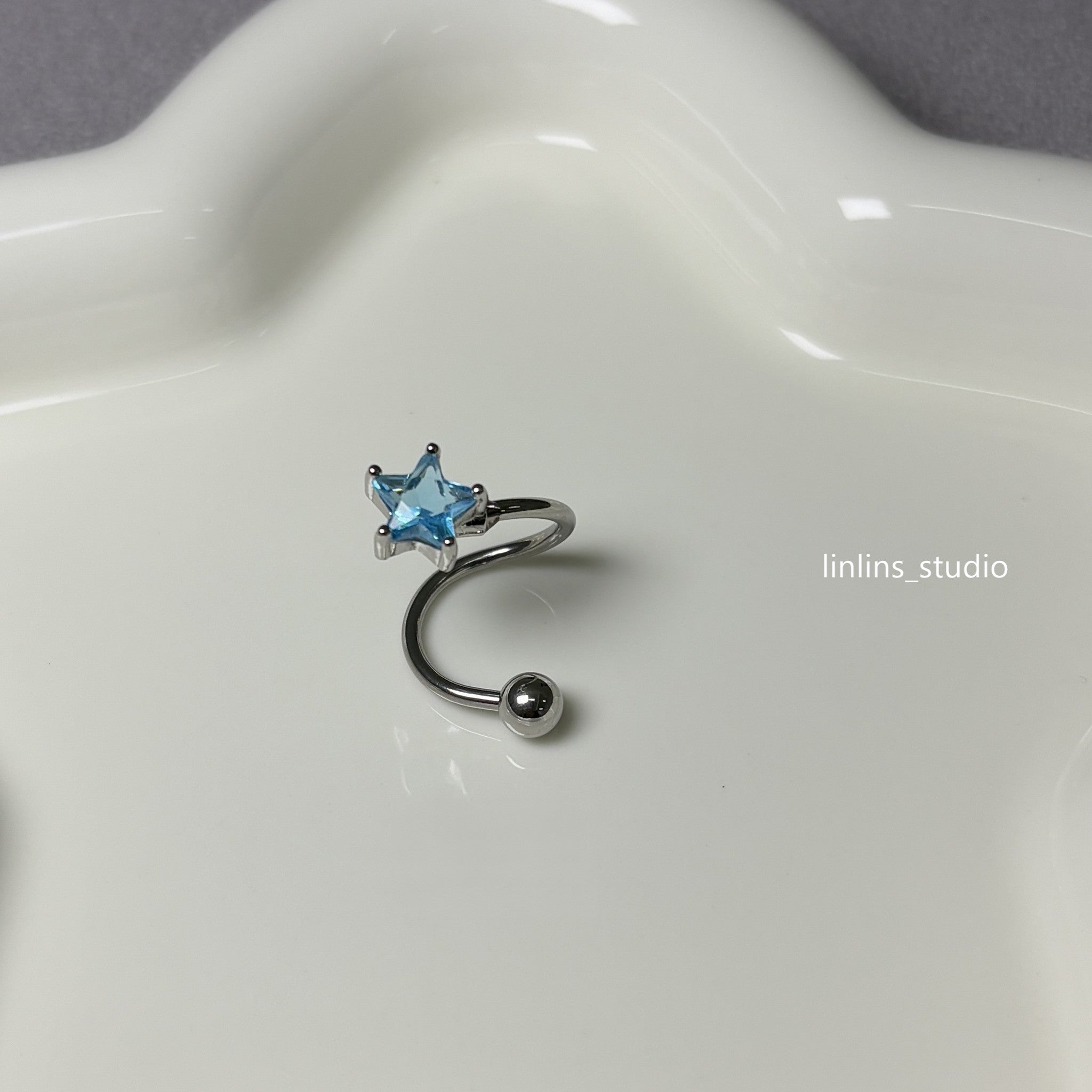 🌟 S-Shaped Star Tongue Ring | External Thread Titanium Steel Barbell | Edgy Girl Piercing ✨