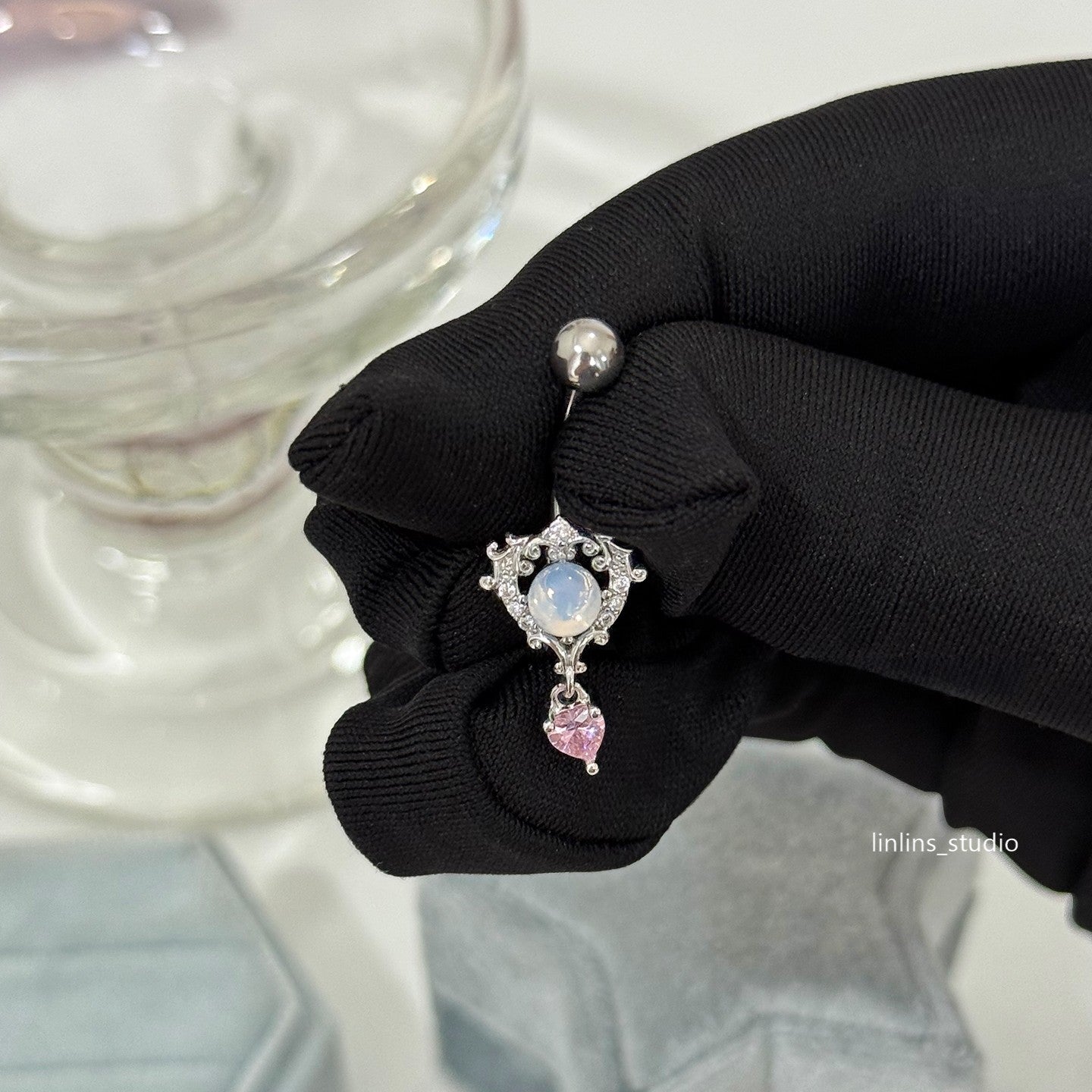 🌟 Baroque Relief Opal Navel Ring & Medical Titanium Steel Star-Moon Piercing Jewelry ✨