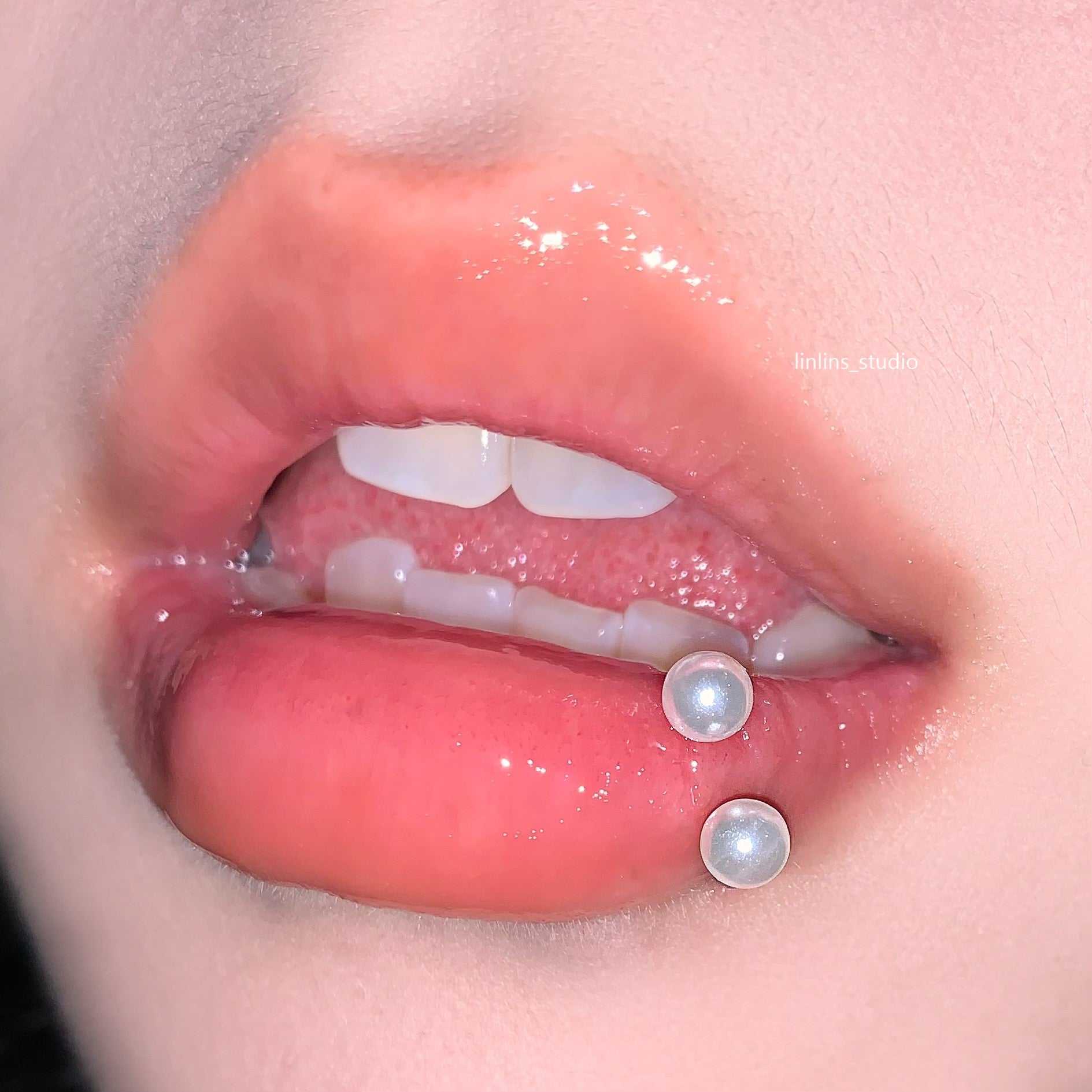 🌟 Sweet Acrylic Pearl Lip Ring & Titanium Steel Horse-shoe/C-Ring Set ✨