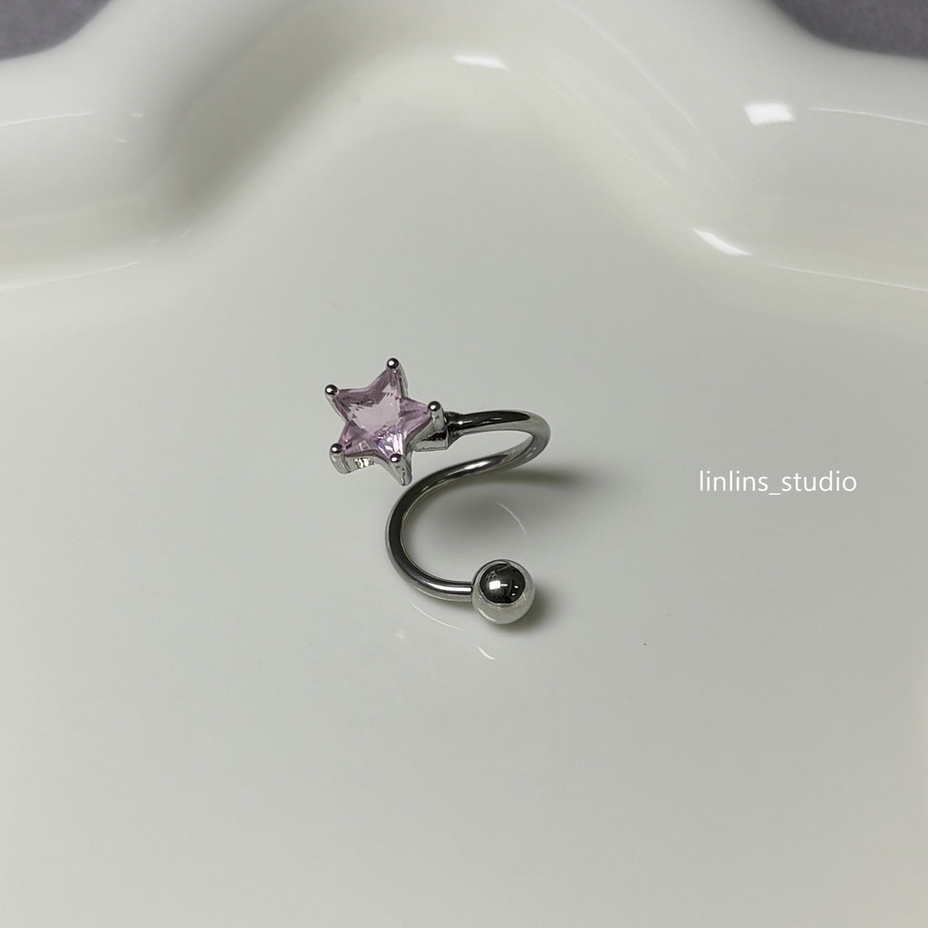 🌟 S-Shaped Star Tongue Ring | External Thread Titanium Steel Barbell | Edgy Girl Piercing ✨