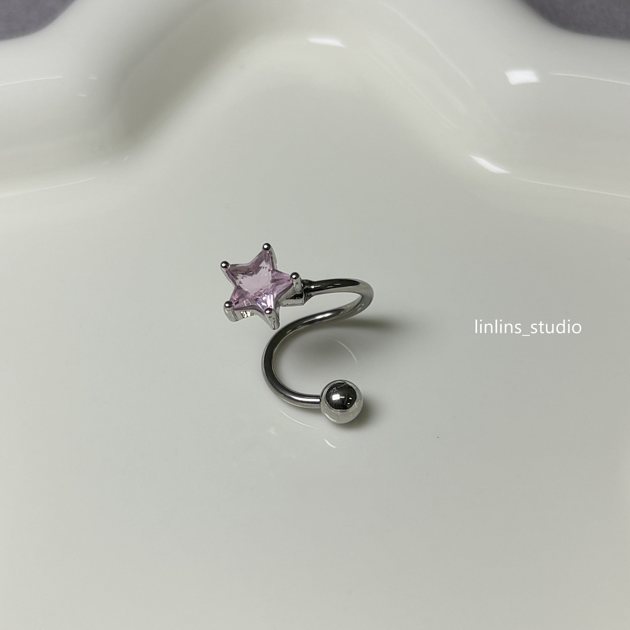 🌟 S-Shaped Star Tongue Ring | External Thread Titanium Steel Barbell | Edgy Girl Piercing ✨