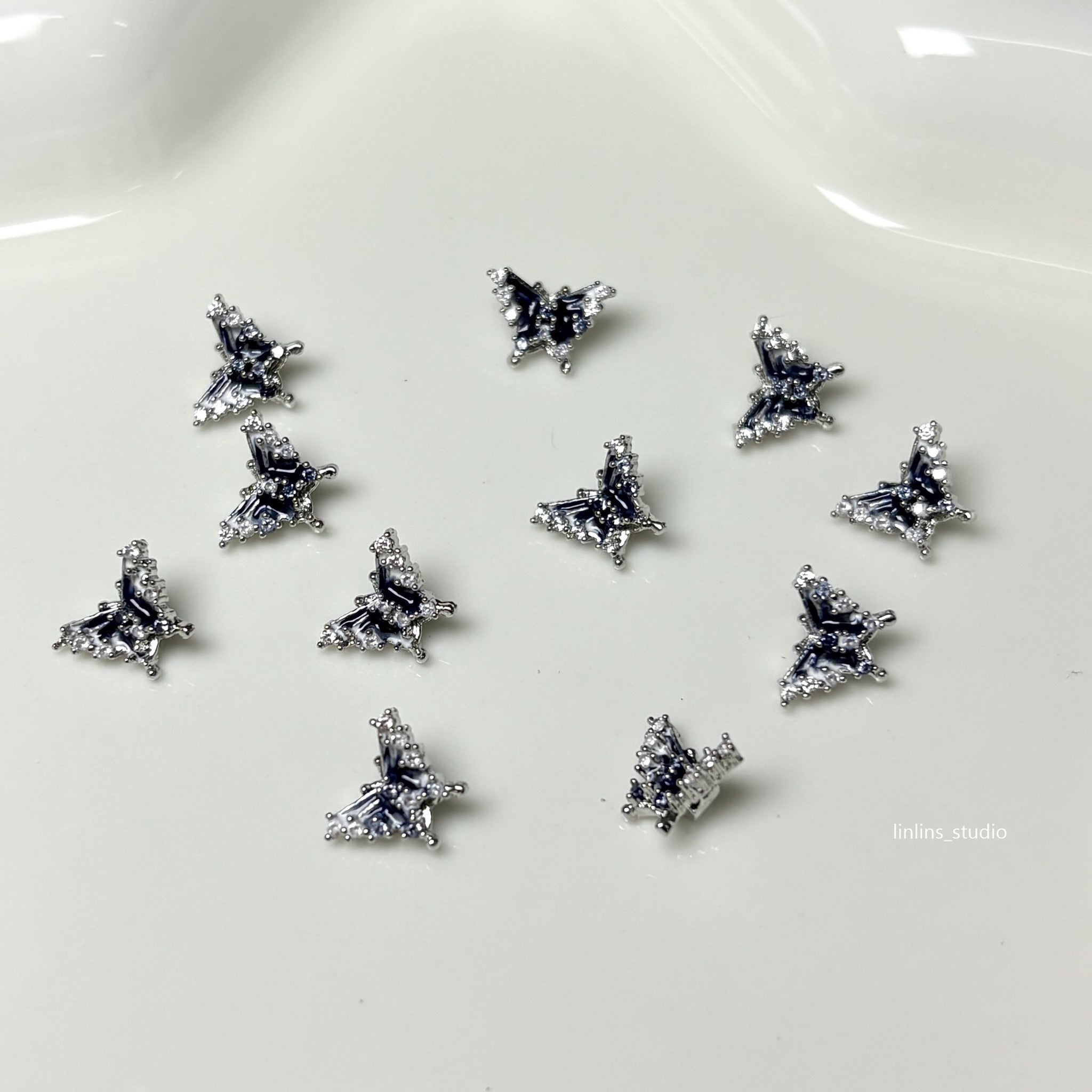 🌟 Sweet Blue Gradient Butterfly Lip Ring & Titanium Steel Horse-shoe/C-Ring Set ✨