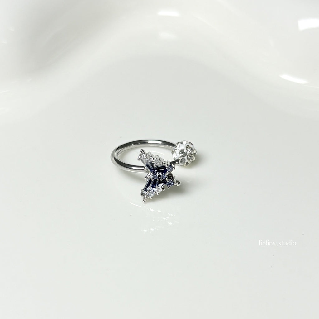 🌟 Sweet Blue Gradient Butterfly Lip Ring & Titanium Steel Horse-shoe/C-Ring Set ✨