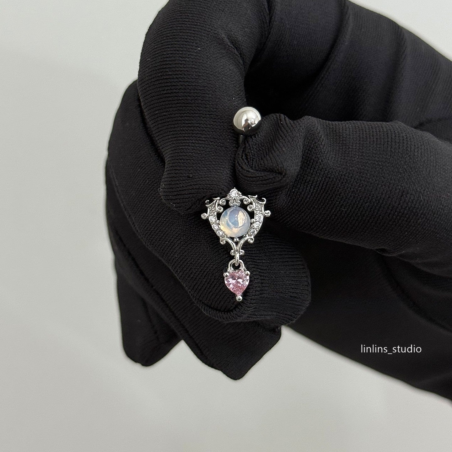 🌟 Baroque Relief Opal Navel Ring & Medical Titanium Steel Star-Moon Piercing Jewelry ✨