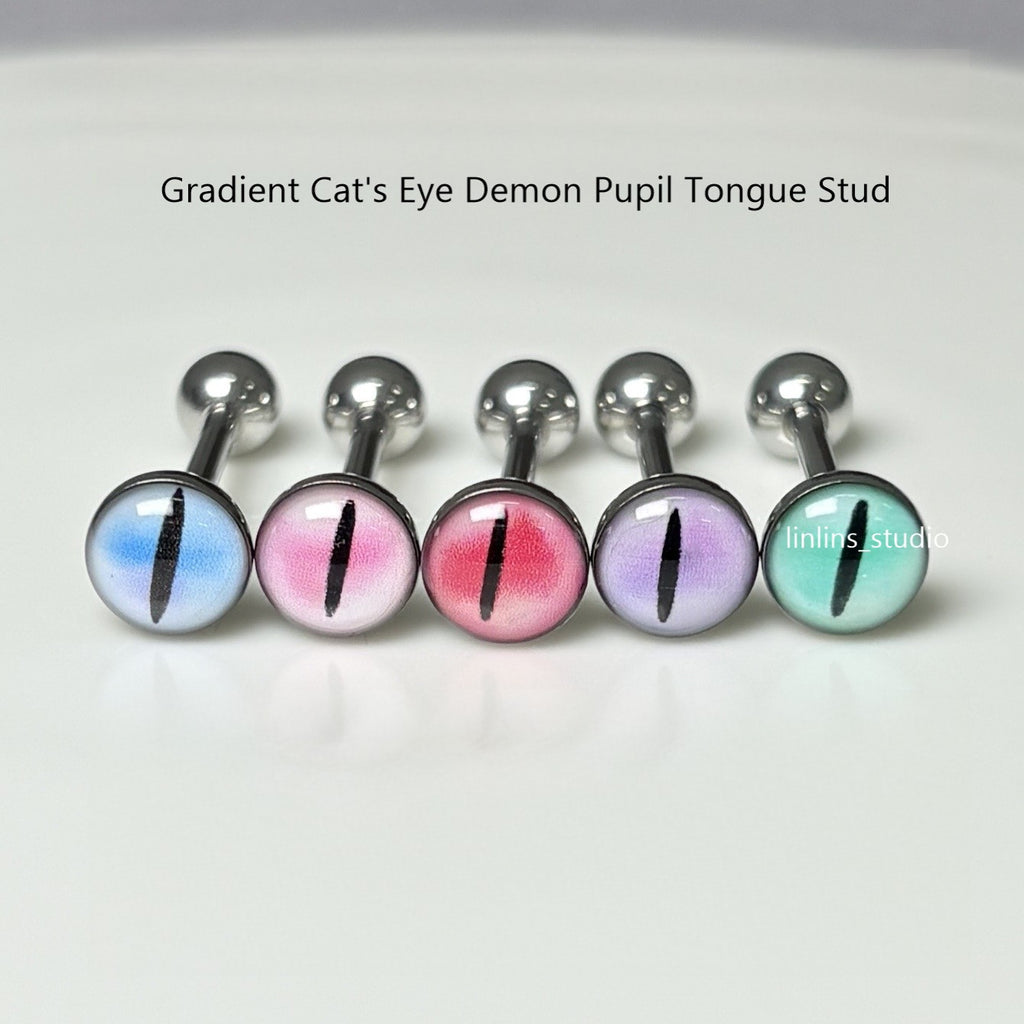 🌟 Hypnotic Gradient Eye Pupil Tongue Ring | External Thread Titanium Steel | Edgy Gothic Piercing ✨