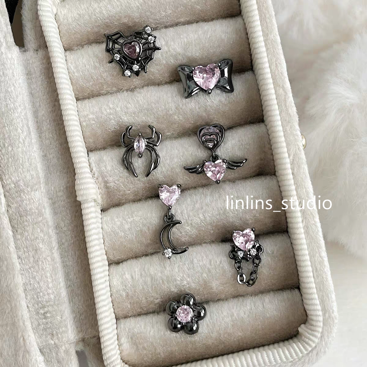 🌟 Black & Pink Zircon Ear Climber | Hypoallergenic No-Remove Design ✨